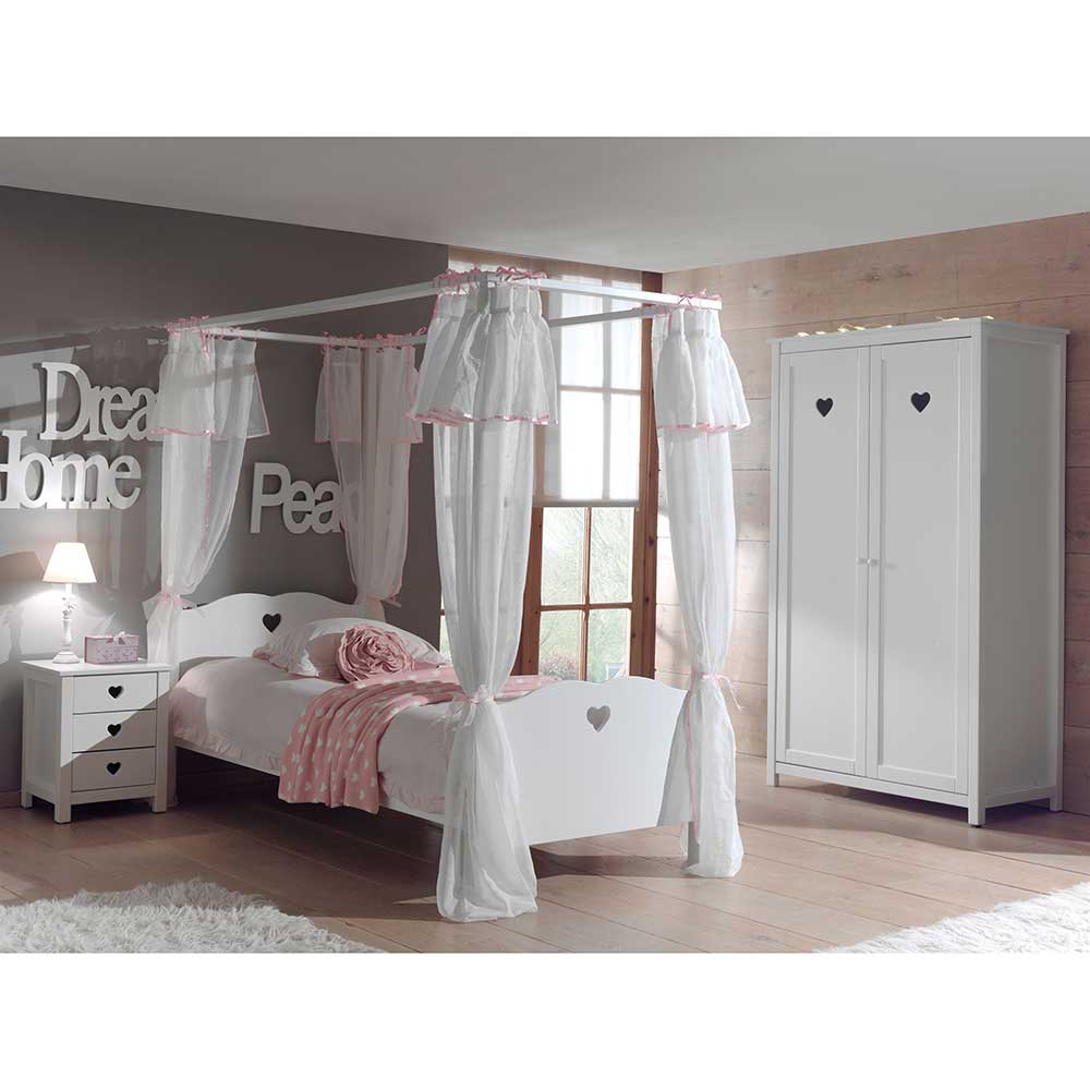 Jugendzimmer Set Ciomore in Weiß mit Himmelbett (dreiteilig)