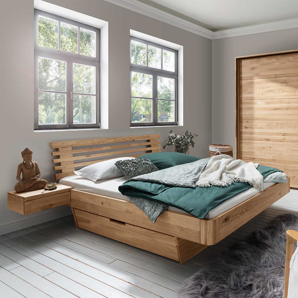 Schlafzimmer Set Pacurian aus Wildeicheholz mit Schiebetürenschrank (vierteilig)