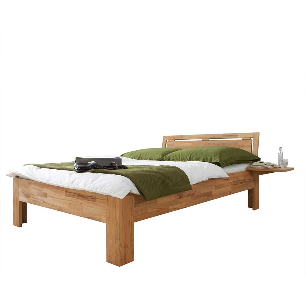 Einzelbett Missella aus Kernbuche Massivholz mit einem Nachttisch (zweiteilig)