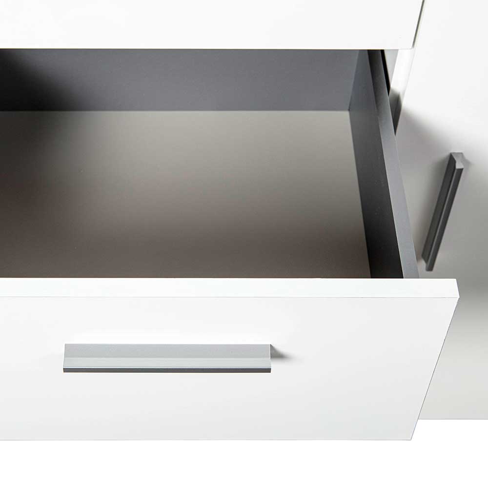 Hochglanz Sideboard Tobe in Weiß 4 Schubladen 2 Türen