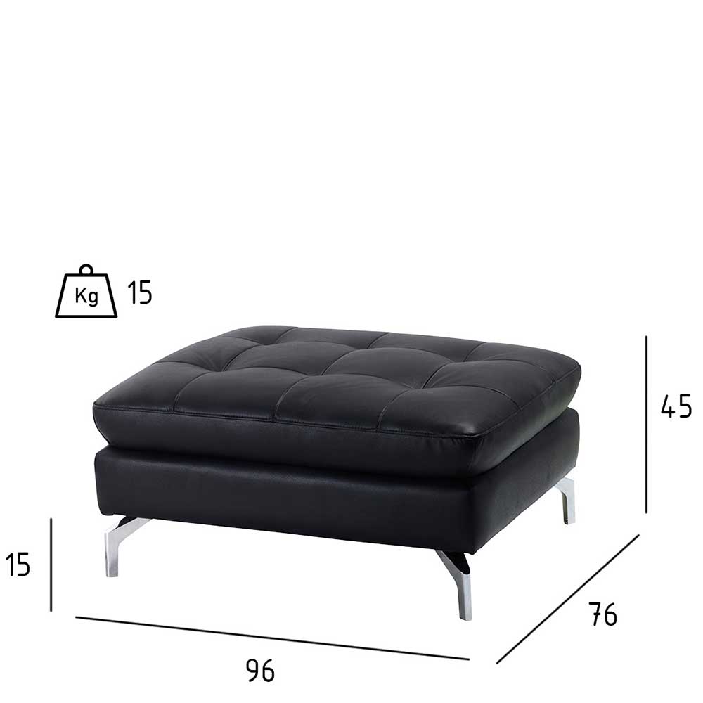Couchhocker Noemi in Schwarz und Chromfarben modern