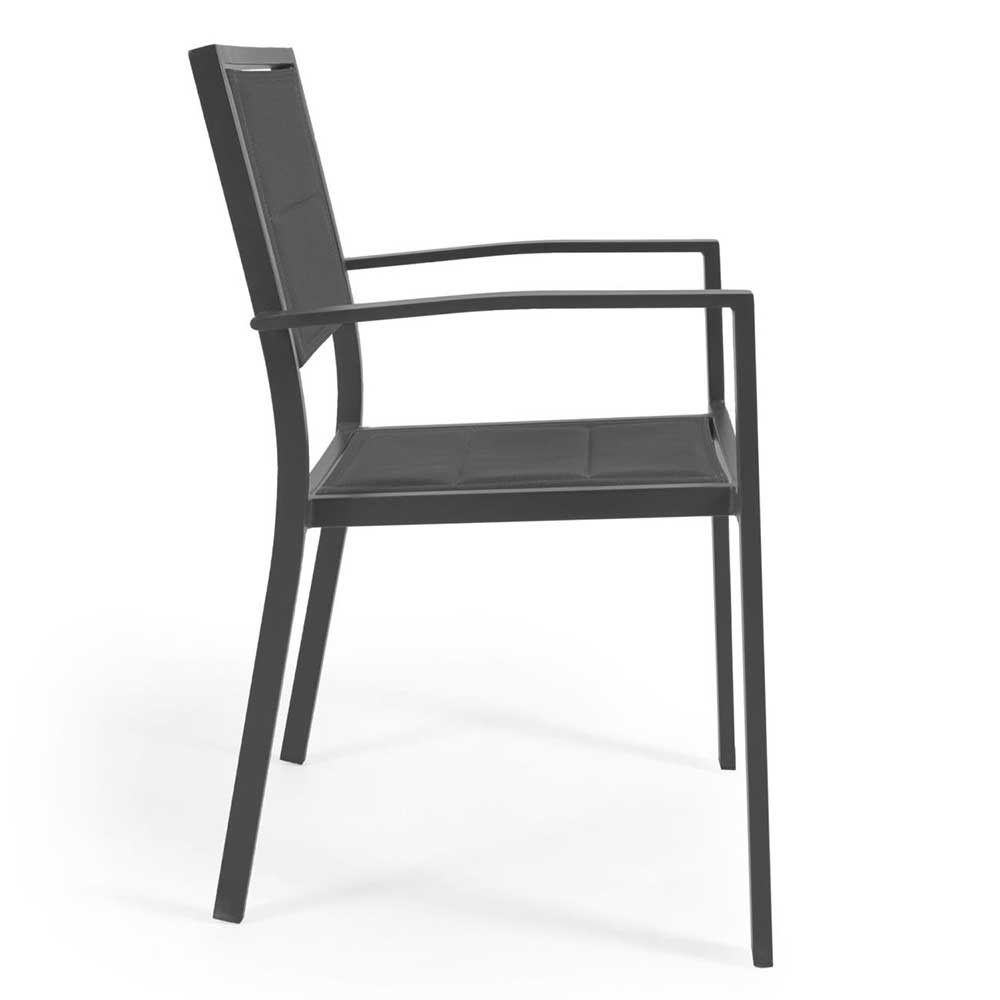Outdoor Stühle Favorita in Schwarz mit Gestell aus Aluminium (4er Set)