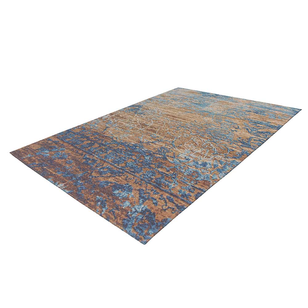 Teppich Katris aus Kurzflor in Blau und Beige