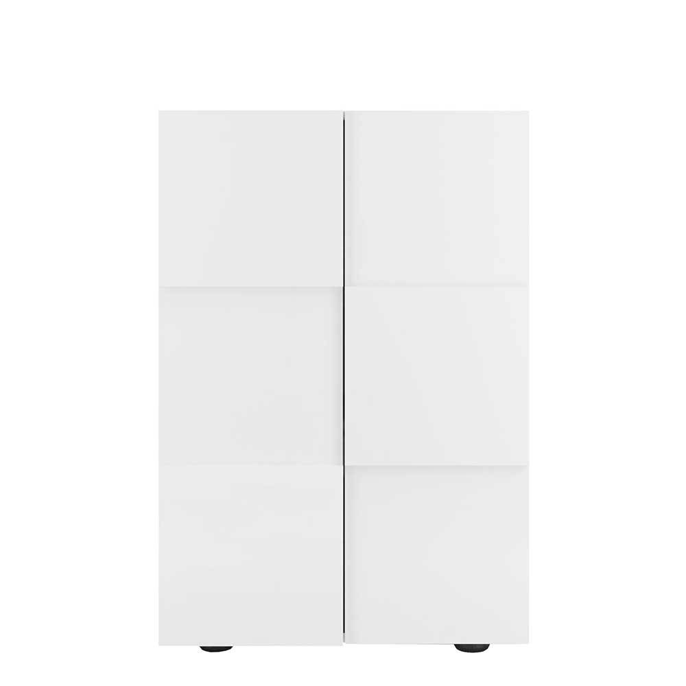 Garderobenschuhschrank Jalton in Weiß Hochglanz mit 3D Optik Front