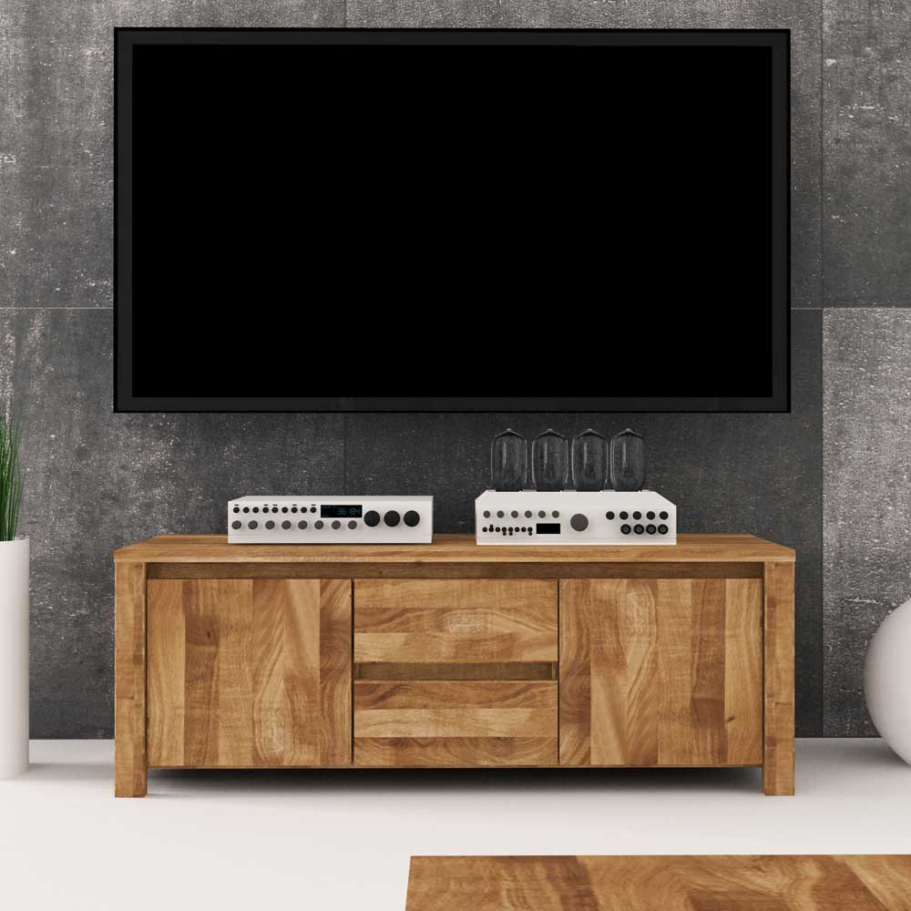 TV Board Rameira aus Wildeiche Massivholz geölt 115 cm