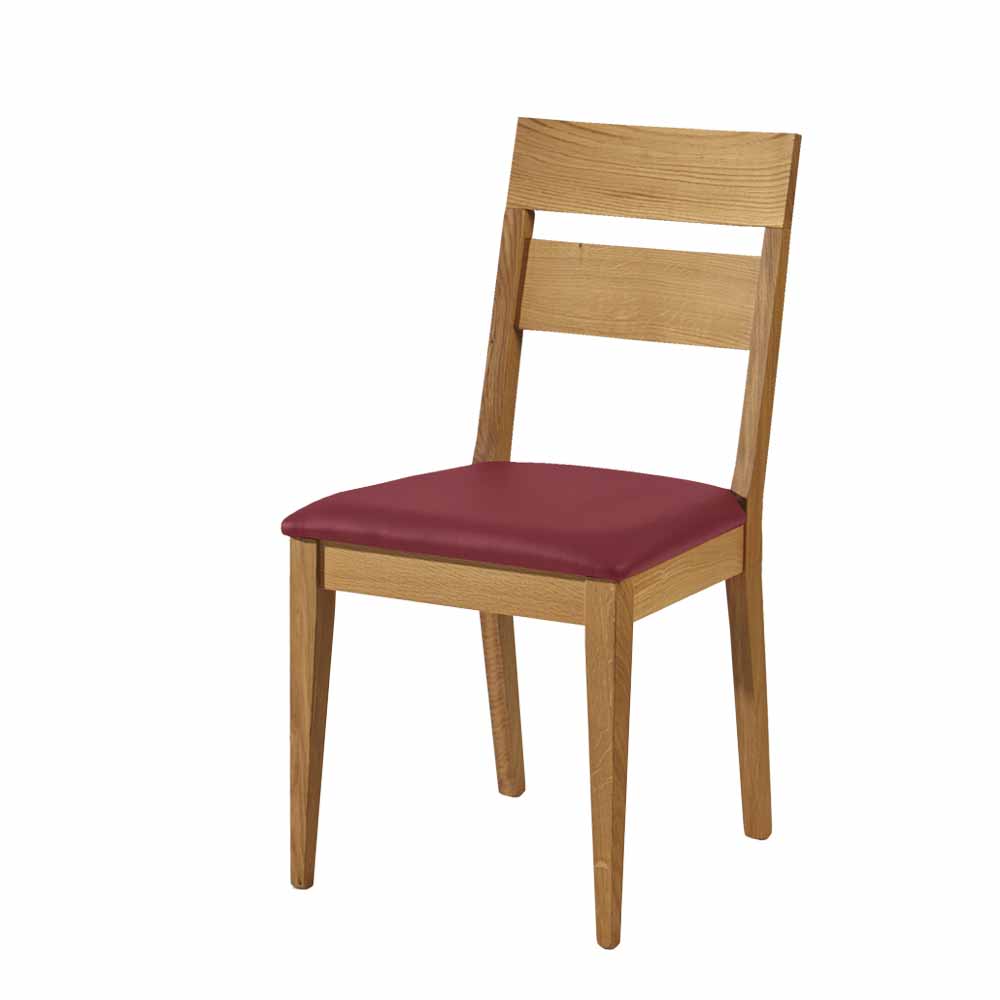Stuhl Eleva aus Wildeiche Massivholz Rot Kunstleder