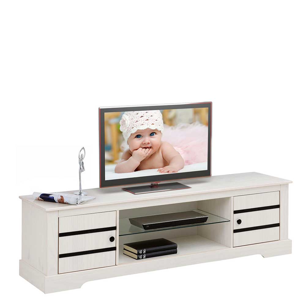 TV Unterschrank Siluzia in Weiß und Schwarz 160 cm breit