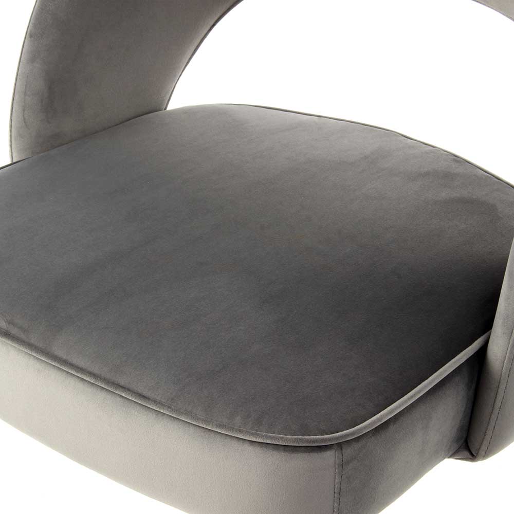 Samt Stühle Belafoma in Grau mit Eisengestell in Schwarz Silber (2er Set)