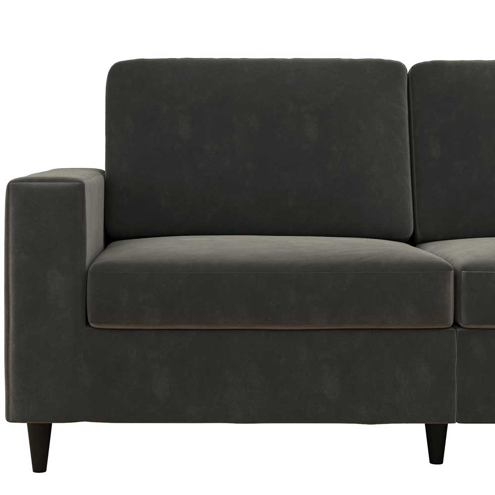 Samt Sofa grau Alfons mit 48 cm Sitzhöhe 190 cm breit
