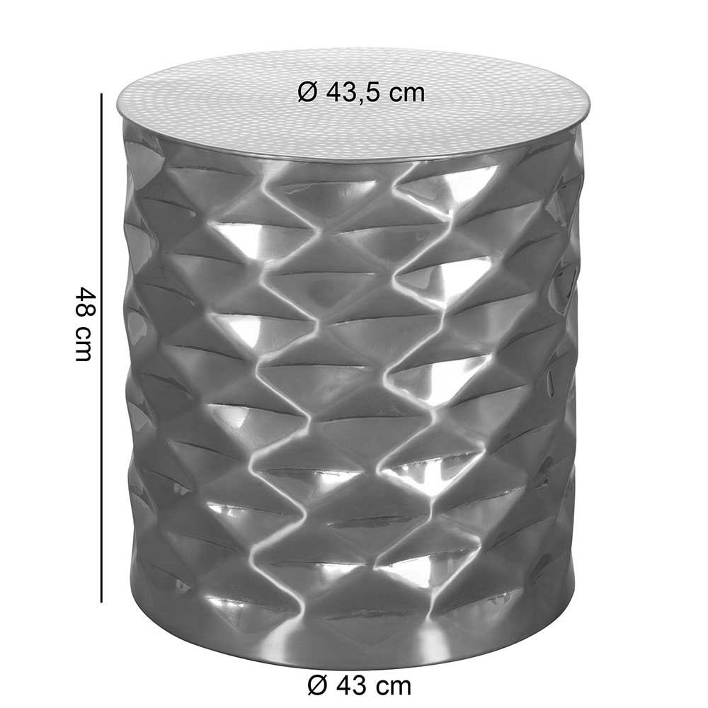 Hammerschlag Optik Beistelltisch Jimma in Silberfarben aus Aluminium