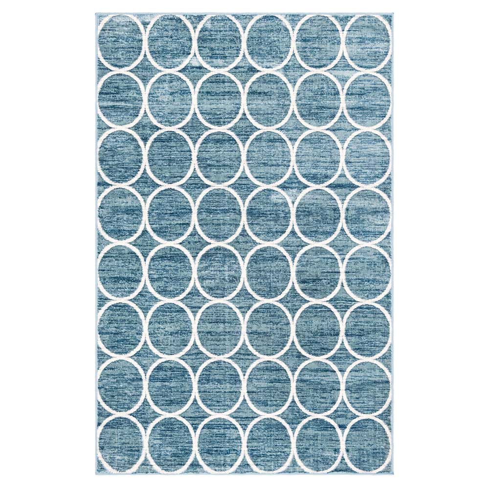 Blauer Teppich Acasa mit grafischem Muster - Kurzflor
