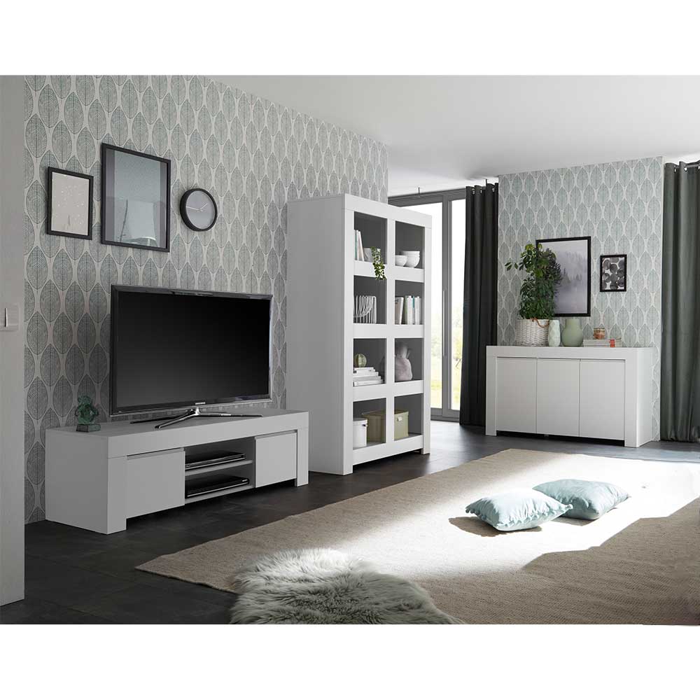 Wohnzimmerwand Avenso in Weiß modern (dreiteilig)