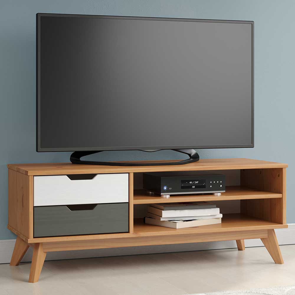 Fernsehunterschrank Ribera im Skandi Design aus Kiefer Massivholz