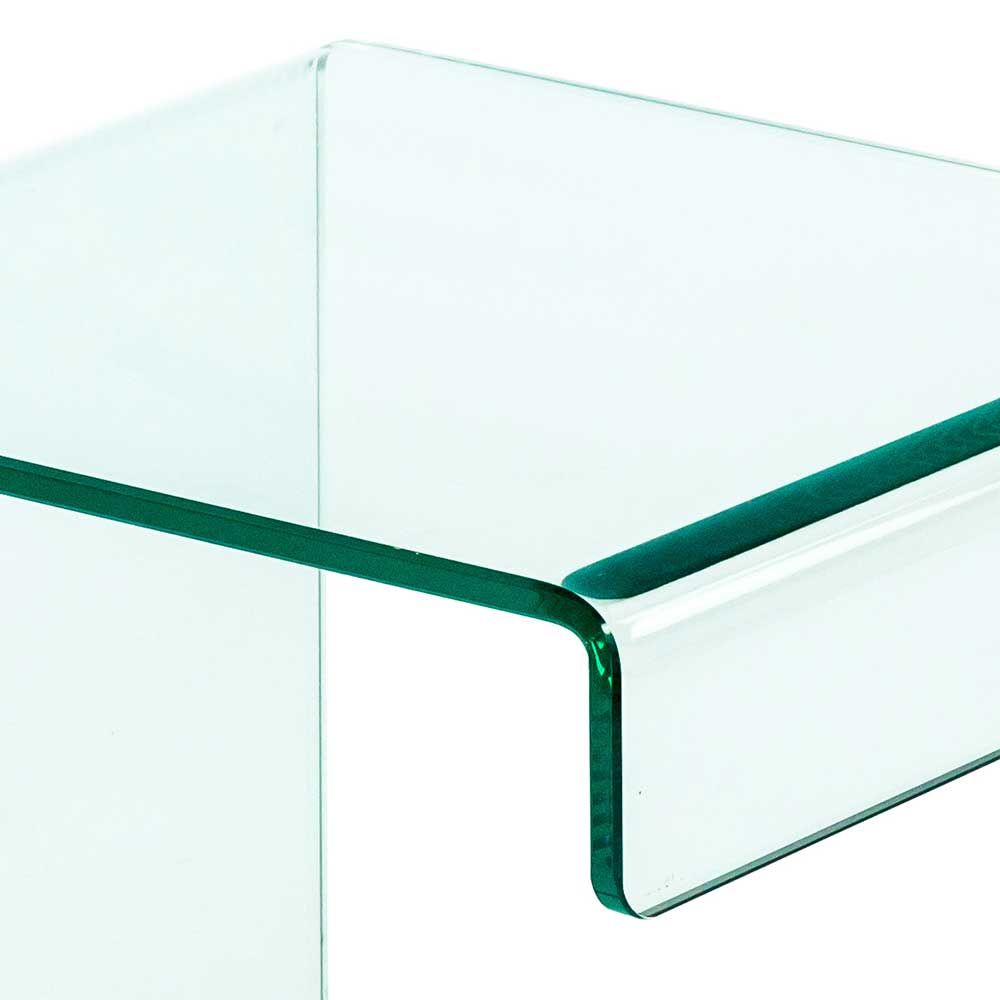 Transparenter Glastisch Luatmos in modernem Design - Ablage auf der Bodenplatte