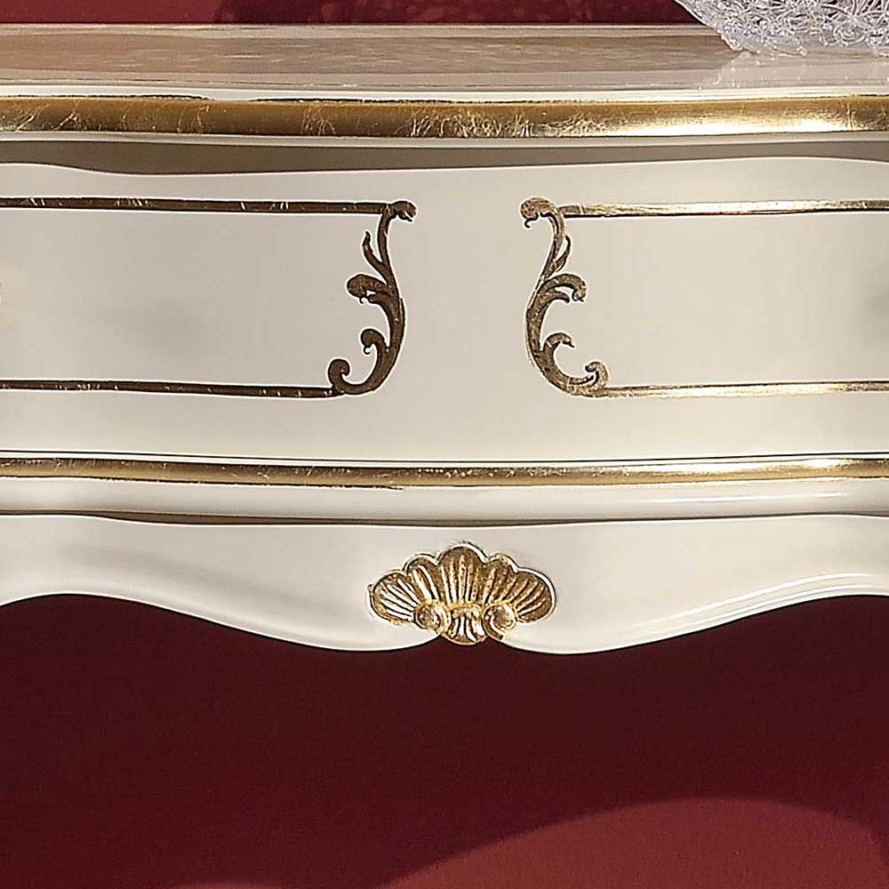 Konsolen Tisch Ovadiu in Weiß und Goldfarben verziert im Barockstil