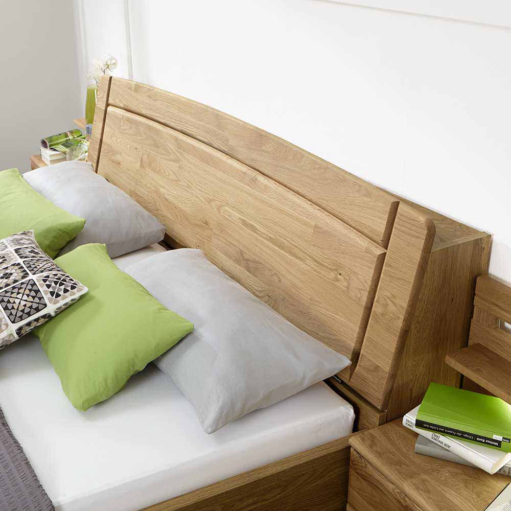 Holzbett Malvarion aus Eiche mit Bettkasten