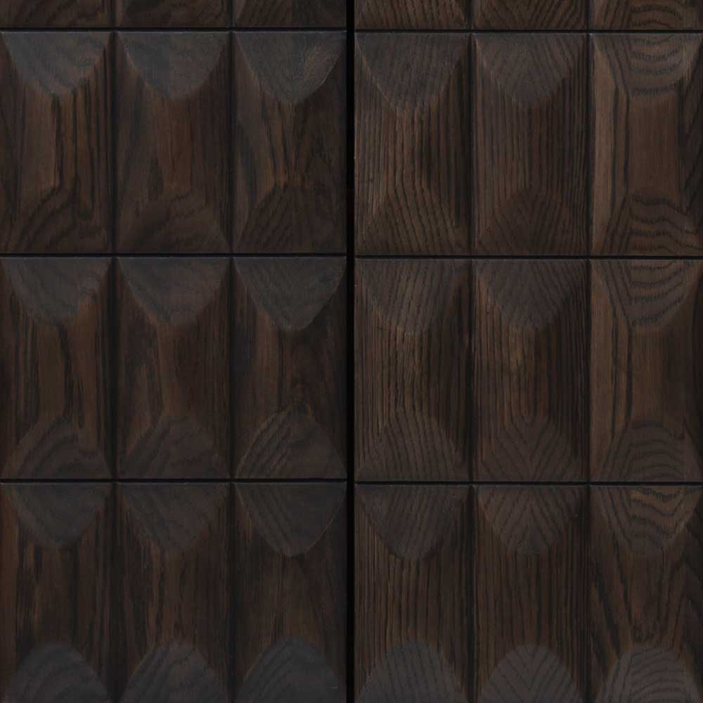 Design Barschrank Muyana in Schwarz und Eiche dunkel furniert 90 cm breit