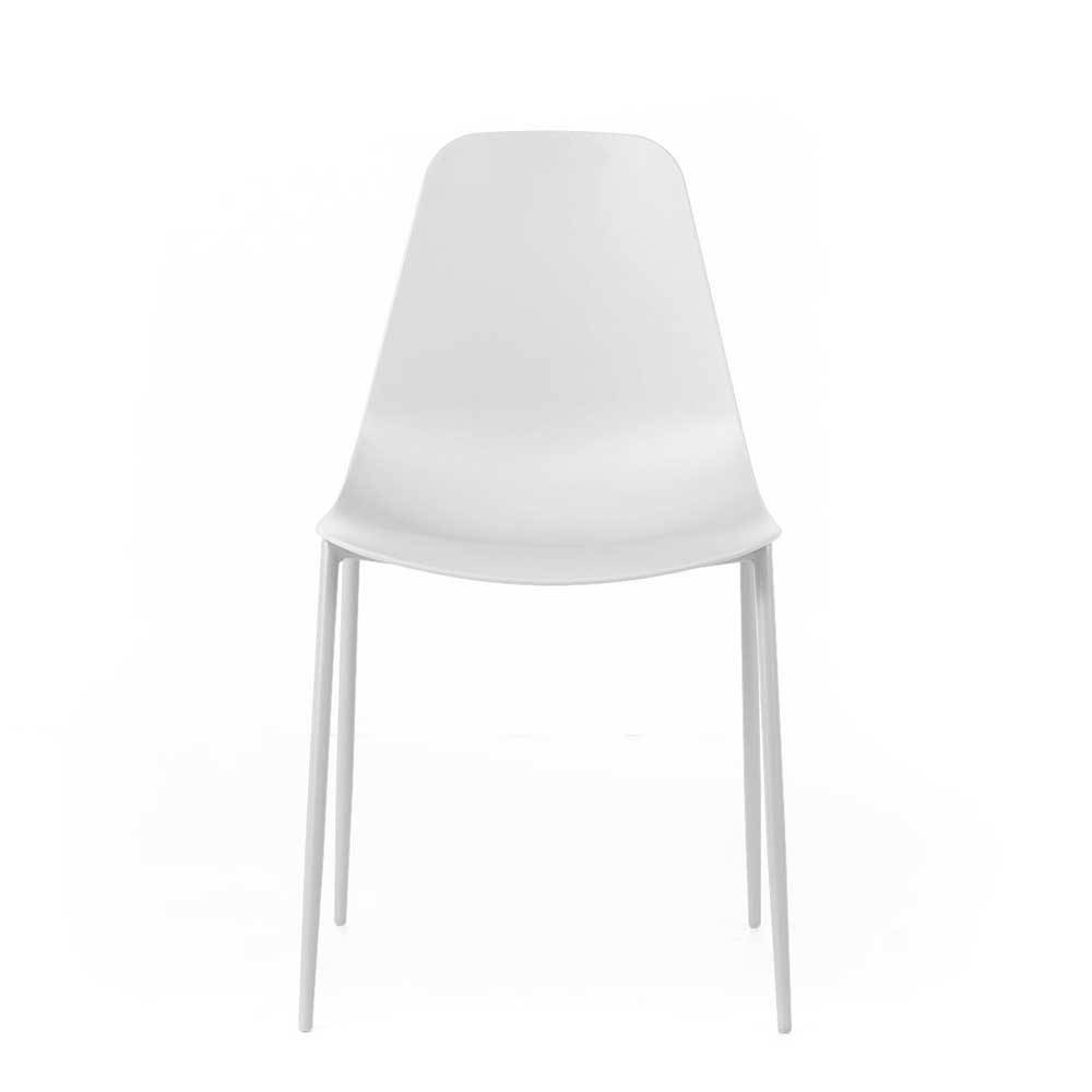 Weiße Stühle Bondoville mit Metallgestell und Sitz aus Kunststoff (4er Set)