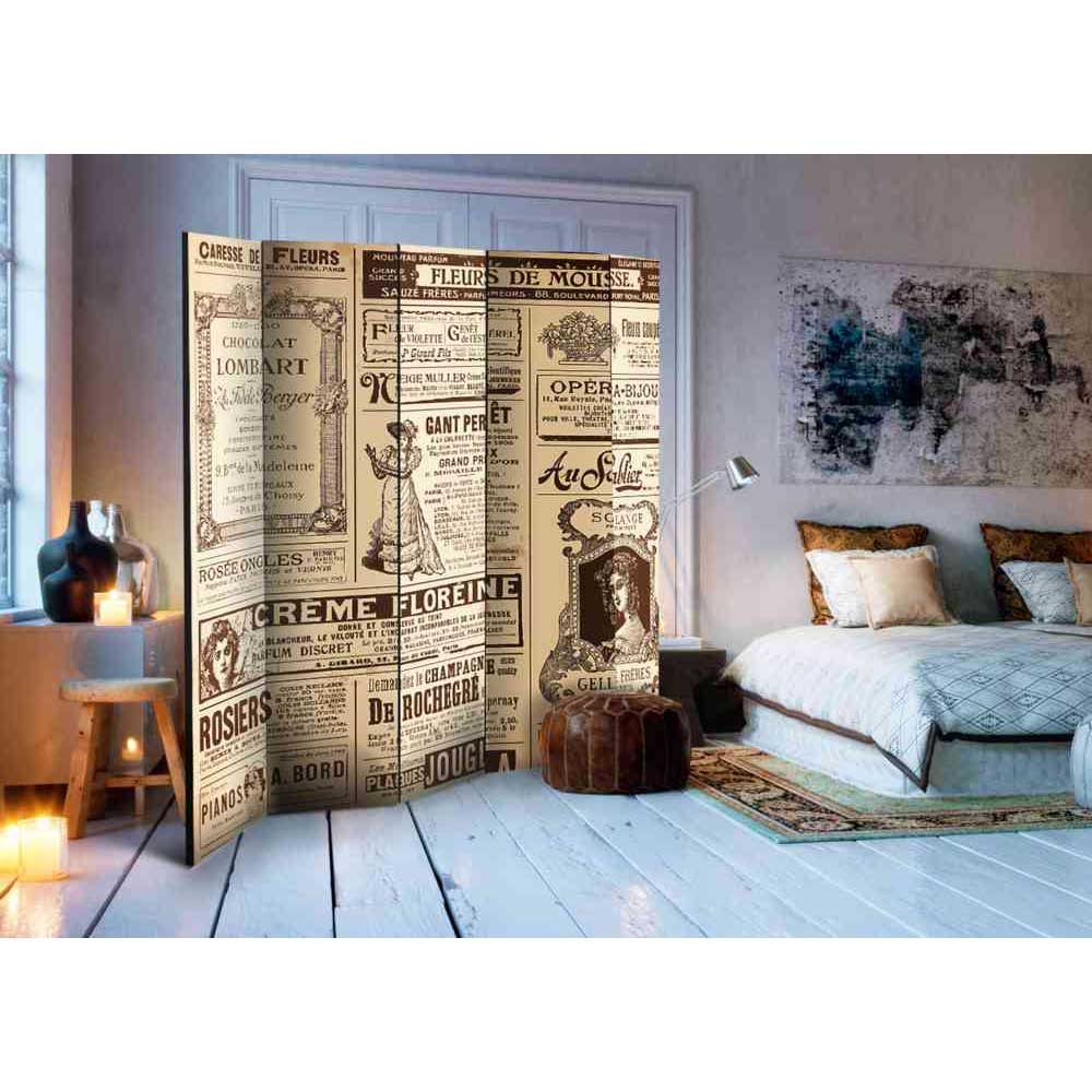 Spanische Wand Vapposia mit nostalgischem Zeitungsmotiv 225 cm breit