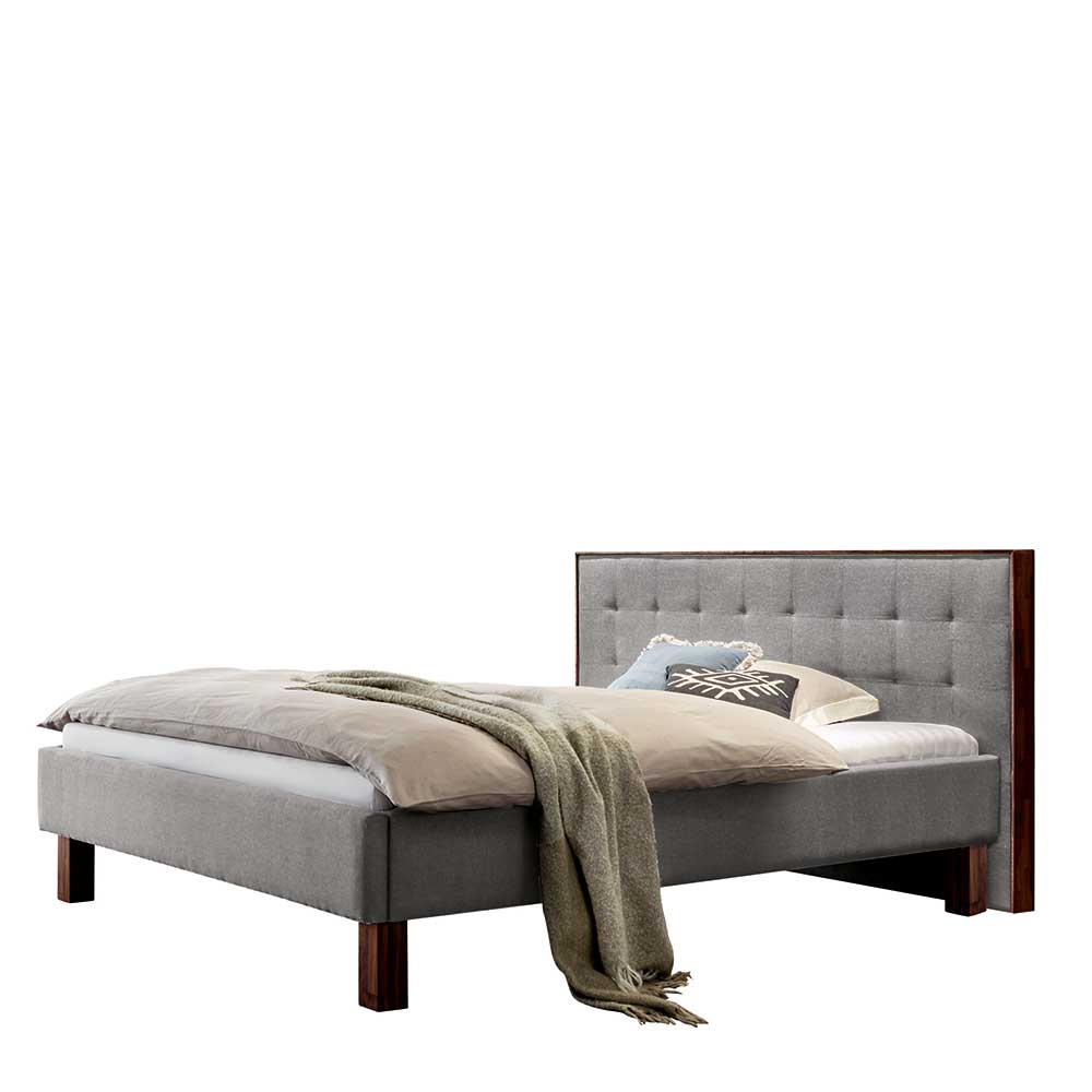 Graues Bett Sibylla aus Webstoff mit 160x200 cm Liegefläche