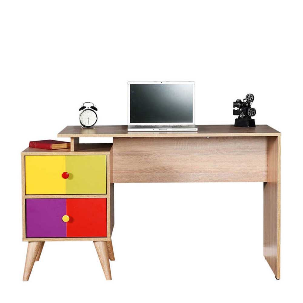 Design Schreibtisch Lavegaria in Bunt und Sonoma-Eiche