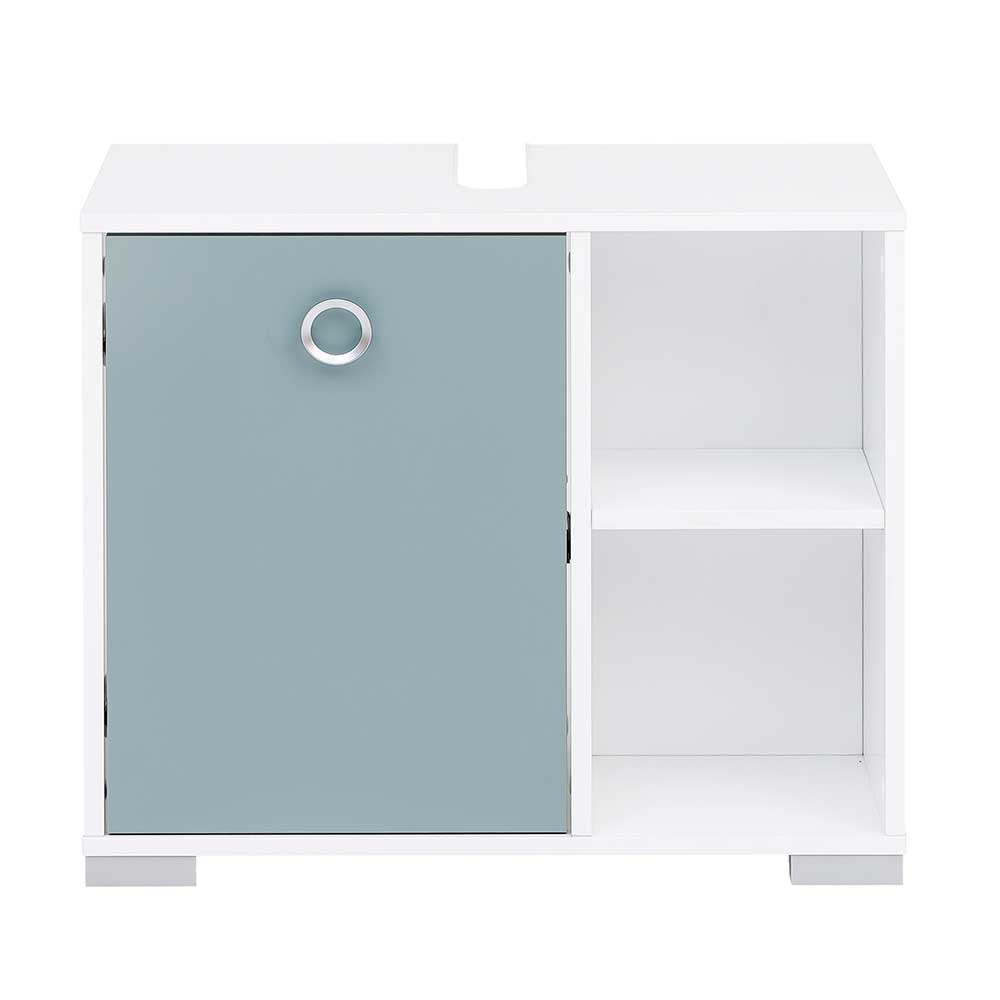 Waschbeckenunterschrank Regran in Hellblau und Weiß 65 cm breit