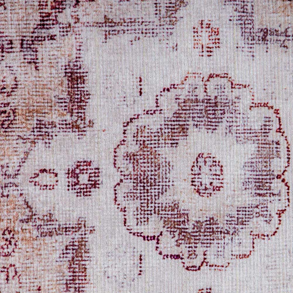 Orientalischer Kurzflor Teppich Alisho in Rot und Creme Weiß 1 cm hoch