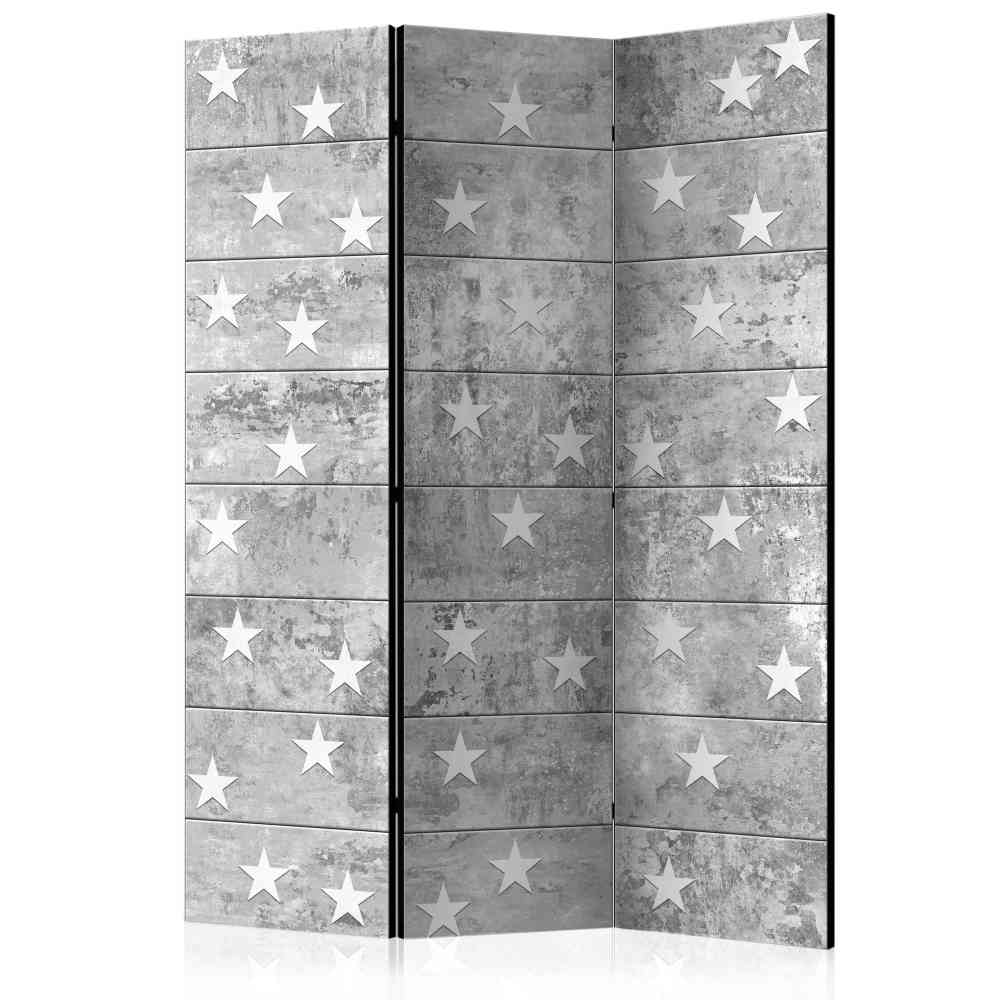 Sichtschutz Paravent Abelinas mit Sternen in Grau und Weiß