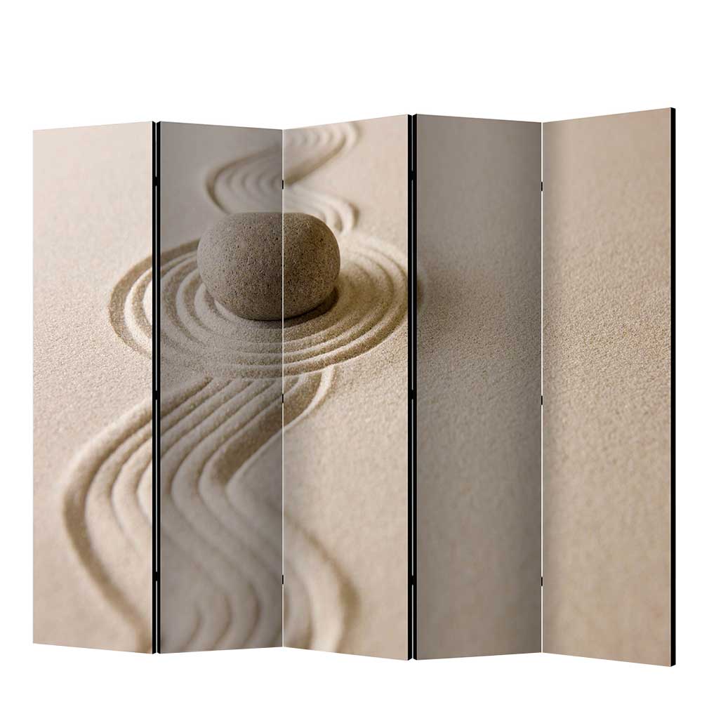 Trennwand Sichtschutz Veraniko mit Zen Motiv Sand im asiatischen Stil