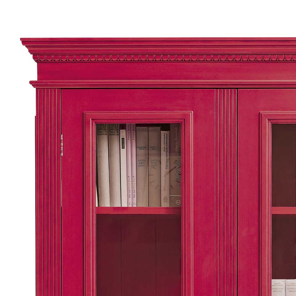 Design Vitrine Anyel in Pink aus Fichte Massivholz
