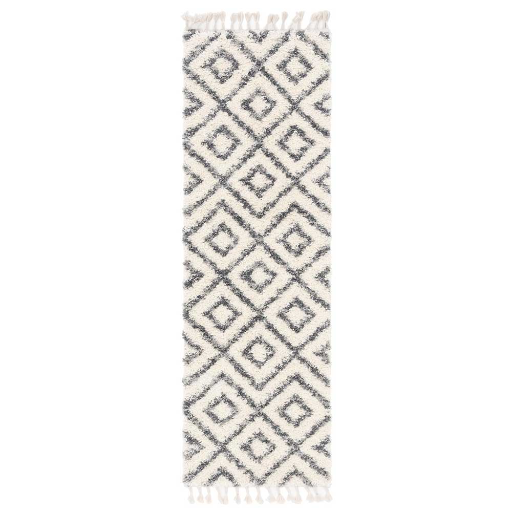 Cremefarbener Teppich Durac im Skandi Design mit geometrischem Muster