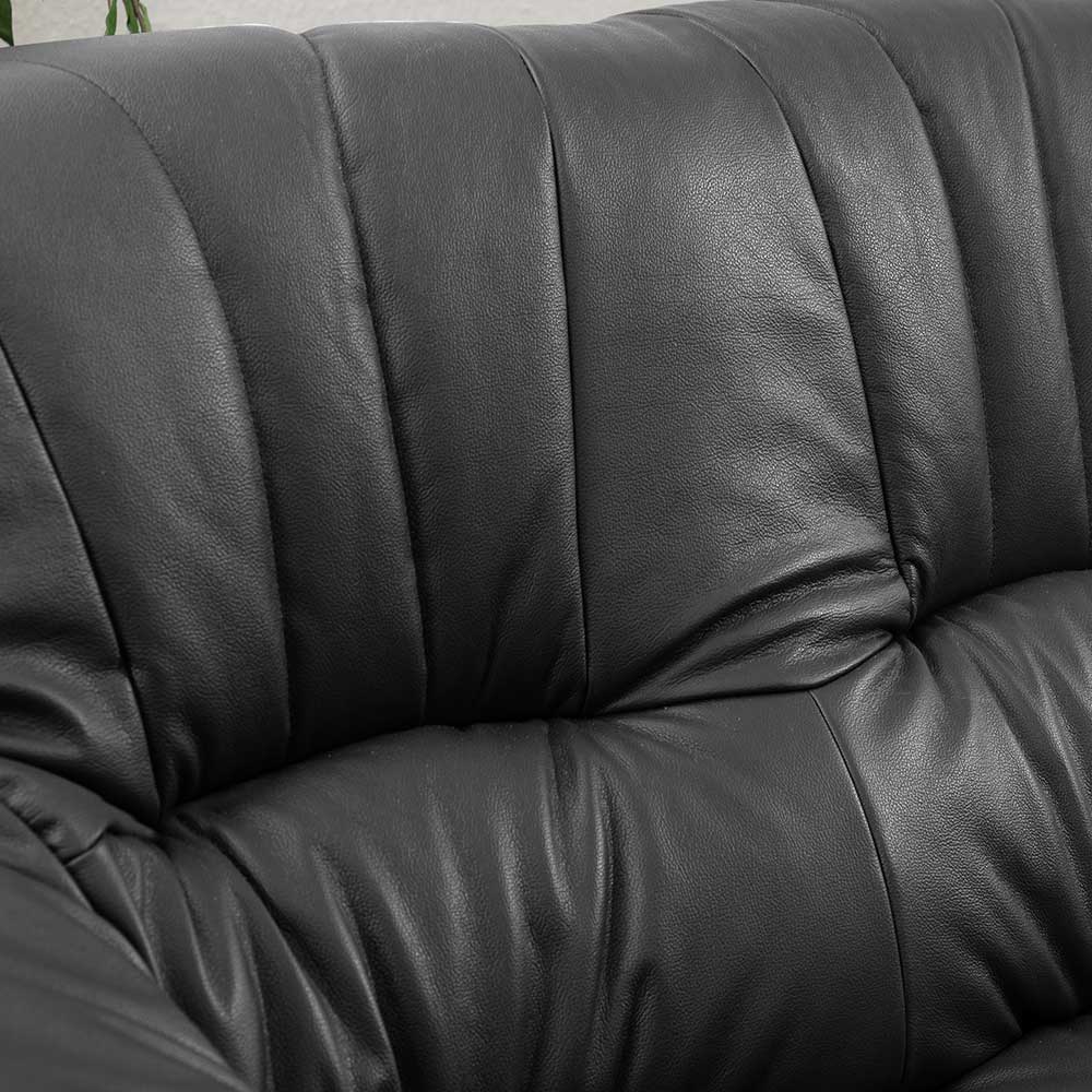 Eiche rustikal Zweisitzer Sofa Lamanon in Schwarz Made in Germany