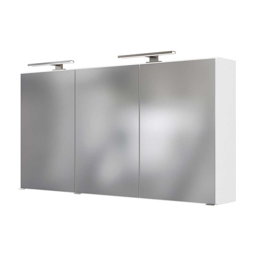 3 türiger Badezimmer Spiegelschrank Folcora in Weiß 120 cm breit