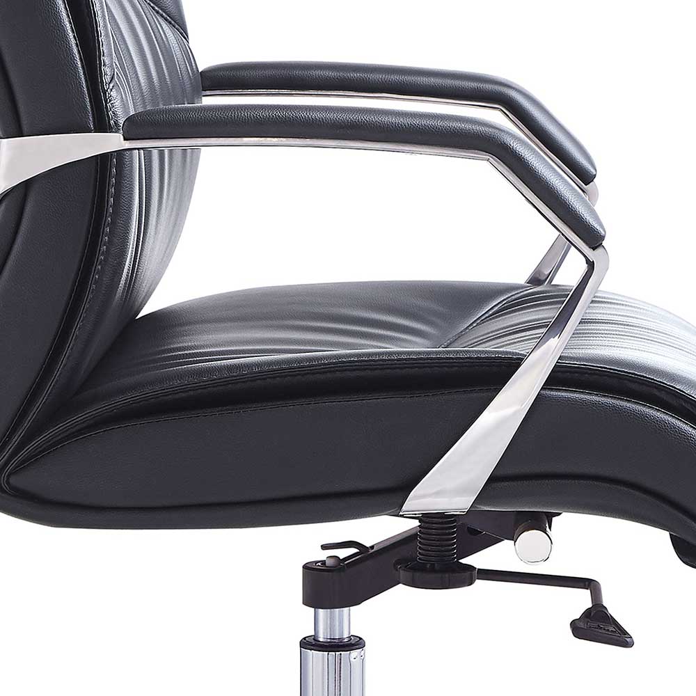Premium Chef Sessel Bodensee in Schwarz und Silberfarben mit Kopfstütze