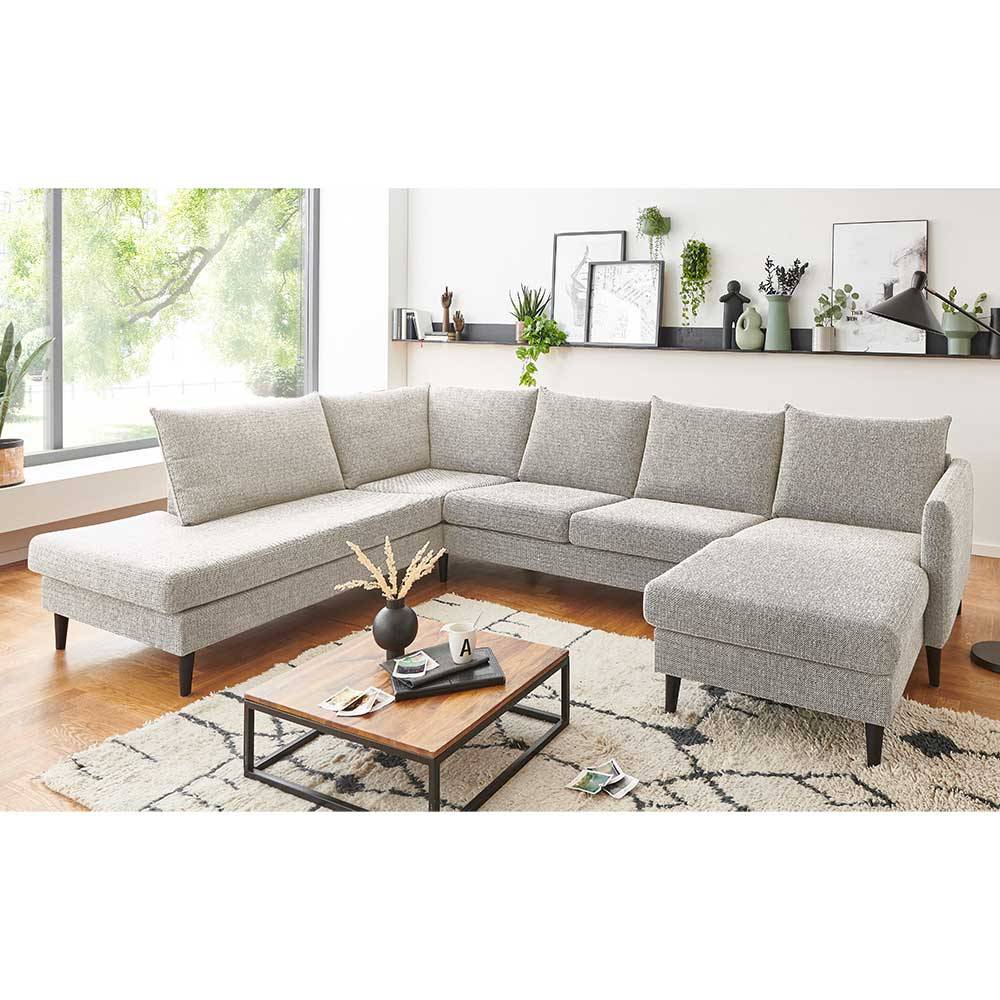 Cremefarbene Couchlandschaft Ruffos im Skandi Design 308 cm breit