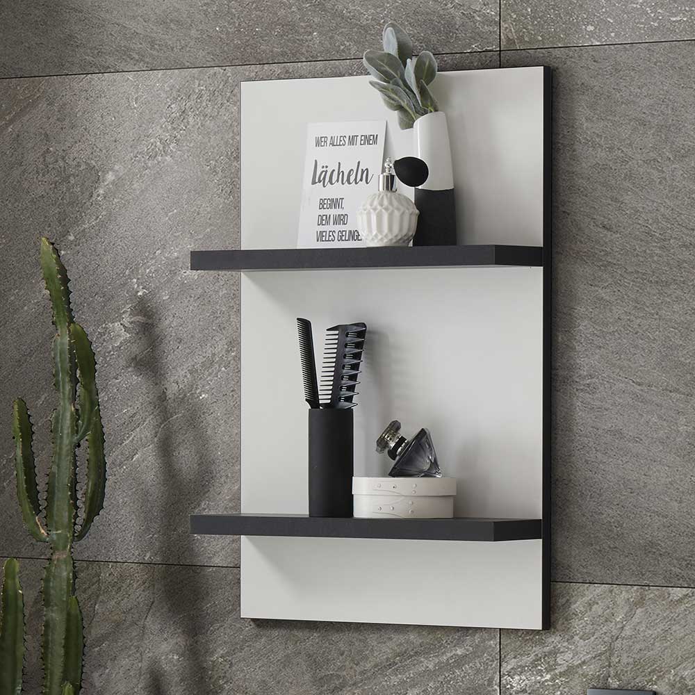 Badezimmer Regal Fricossa in Weiß und Schwarz mit 2 Ablagen