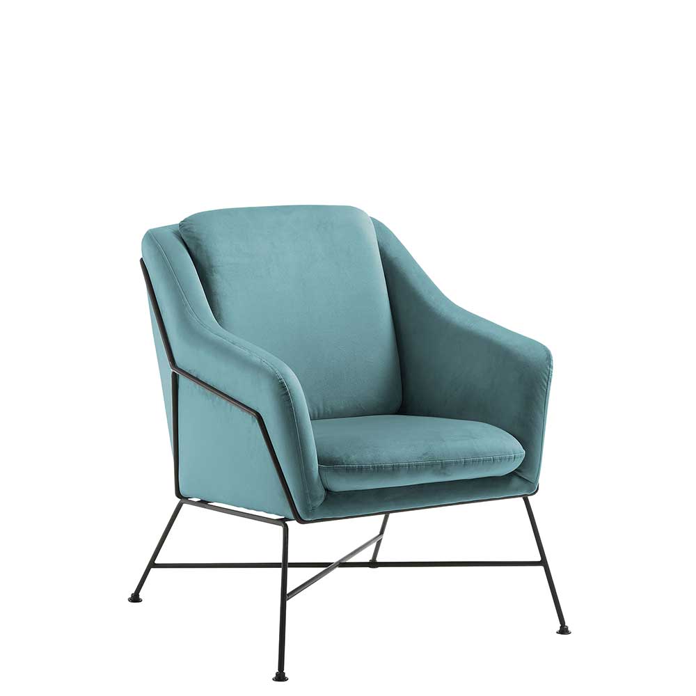 Moderner Design Sessel Eleon in Hellbraun Sitztiefe 60 cm