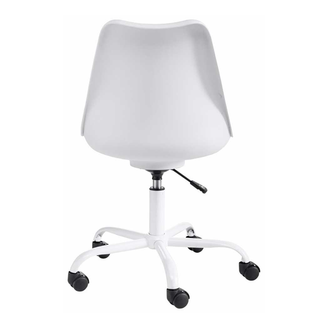 Schreibtischdrehstuhl Enconadra in Weiß Kunststoff höhenverstellbar