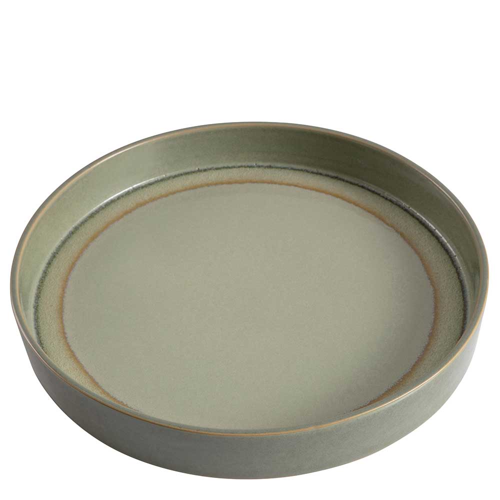 Keramik Schale oder Tablett Dynamic in Graugrün 40 cm Durchmesser (2er Set)