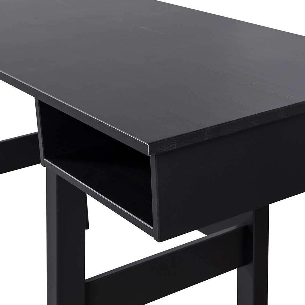 Moderner Schreibtisch Dayton aus Kiefer Massivholz in Schwarz lackiert