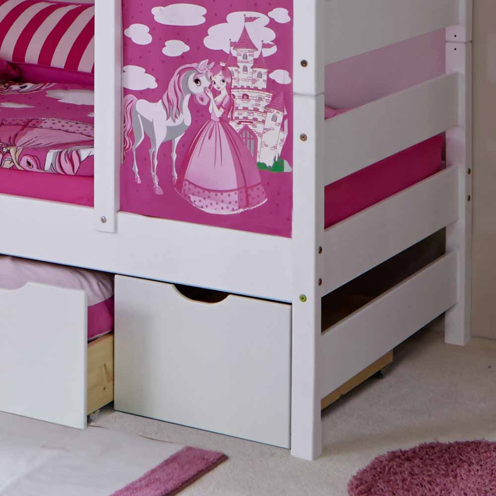 Mädchen Spielbett Catia in Weiß Rosa mit Schubladen