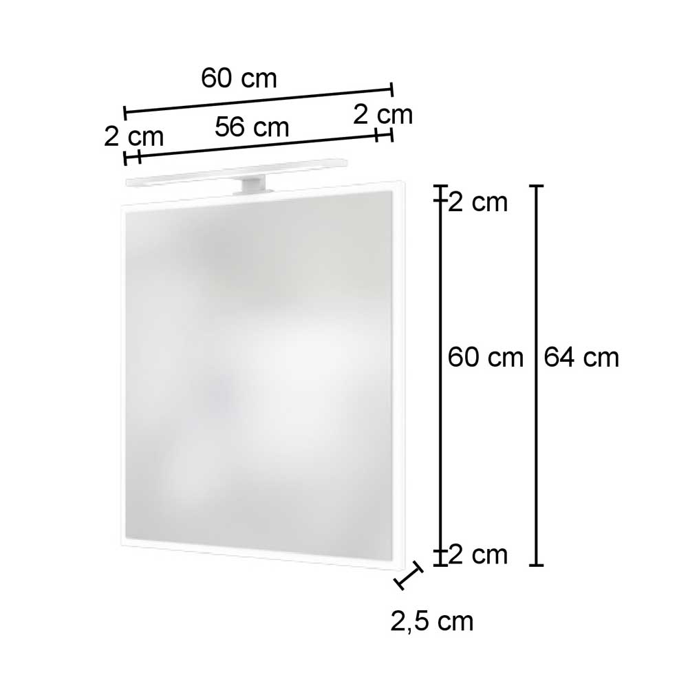 Badspiegel Cavina in Weiß 60 cm breit