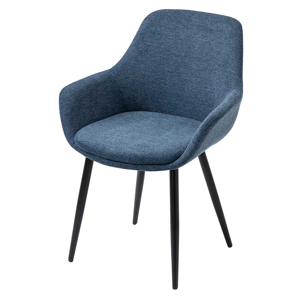 Blaue Esstisch Stühle Ashford aus Webstoff und Metall 47 cm Sitzhöhe (2er Set)