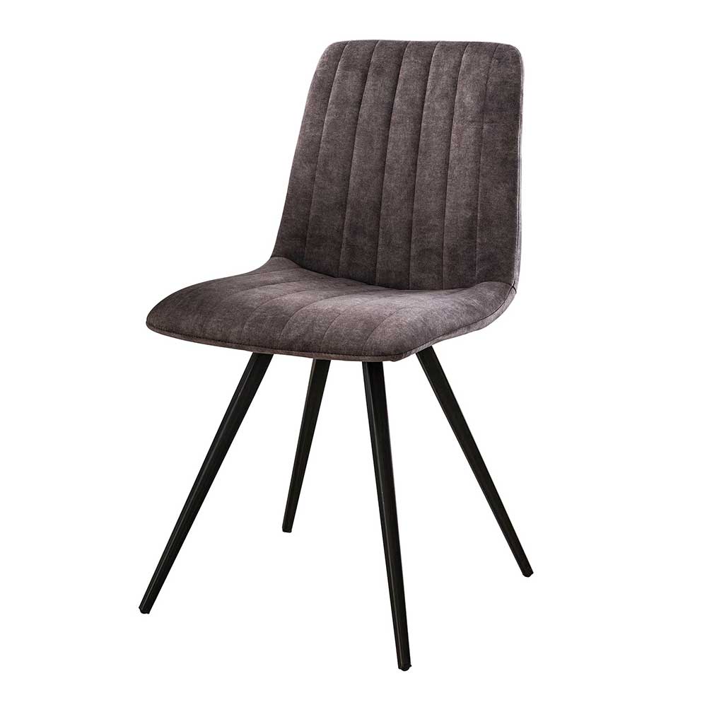 Samt Stühle Sama in Grau Vintage mit 48 cm Sitzhöhe (4er Set)