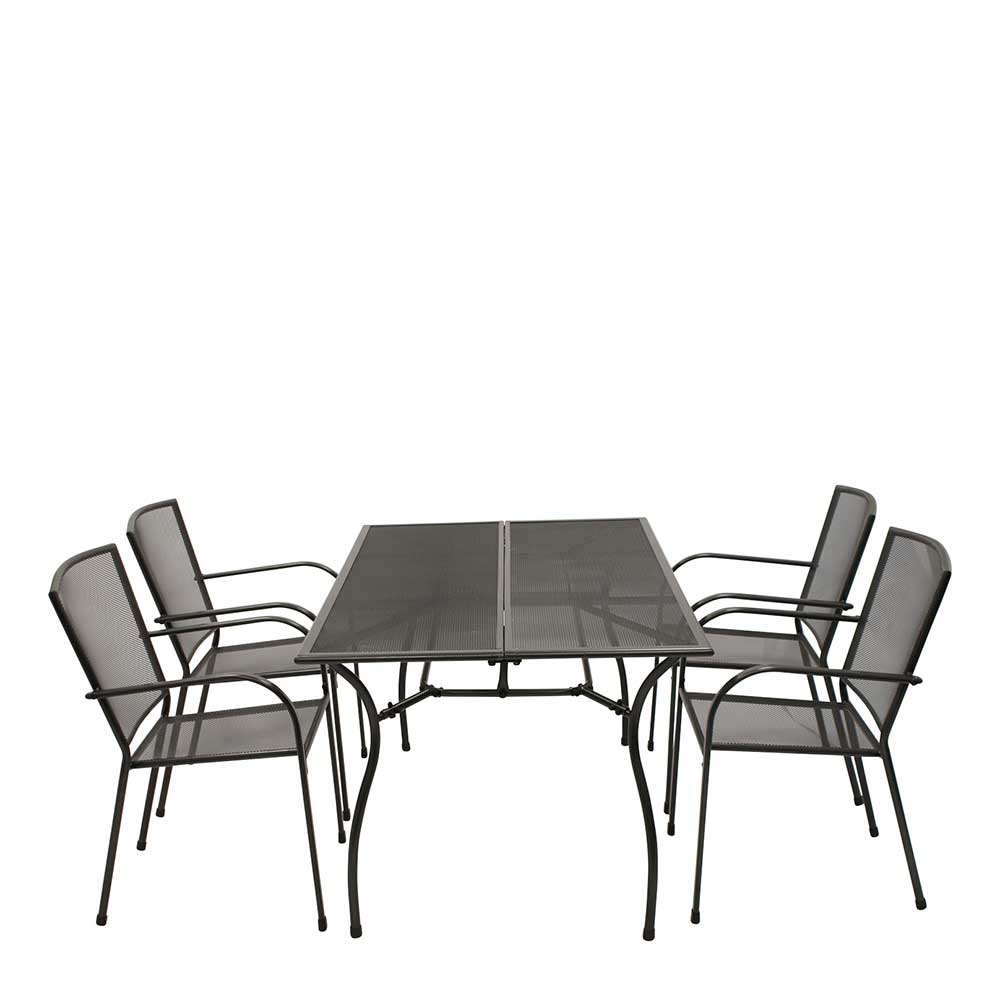 Terrassengruppe Dinamaro in Anthrazit mit 4 Stühlen (fünfteilig)