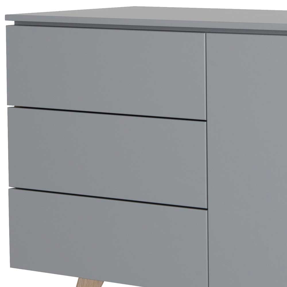 Skandi Design Sideboard Oradea in Grau und Eiche 180 cm breit