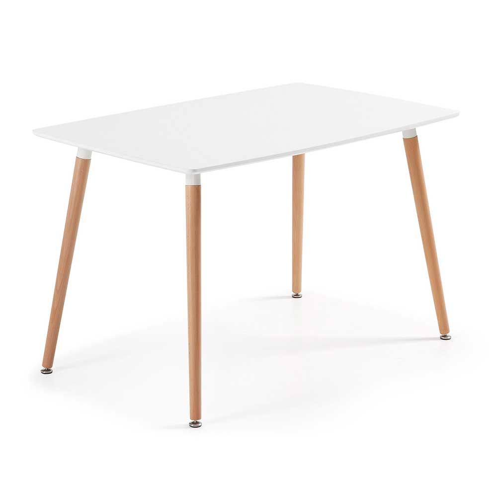 Skandi Design Esszimmer Tisch Funky in Weiß und Buchefarben 120 cm breit