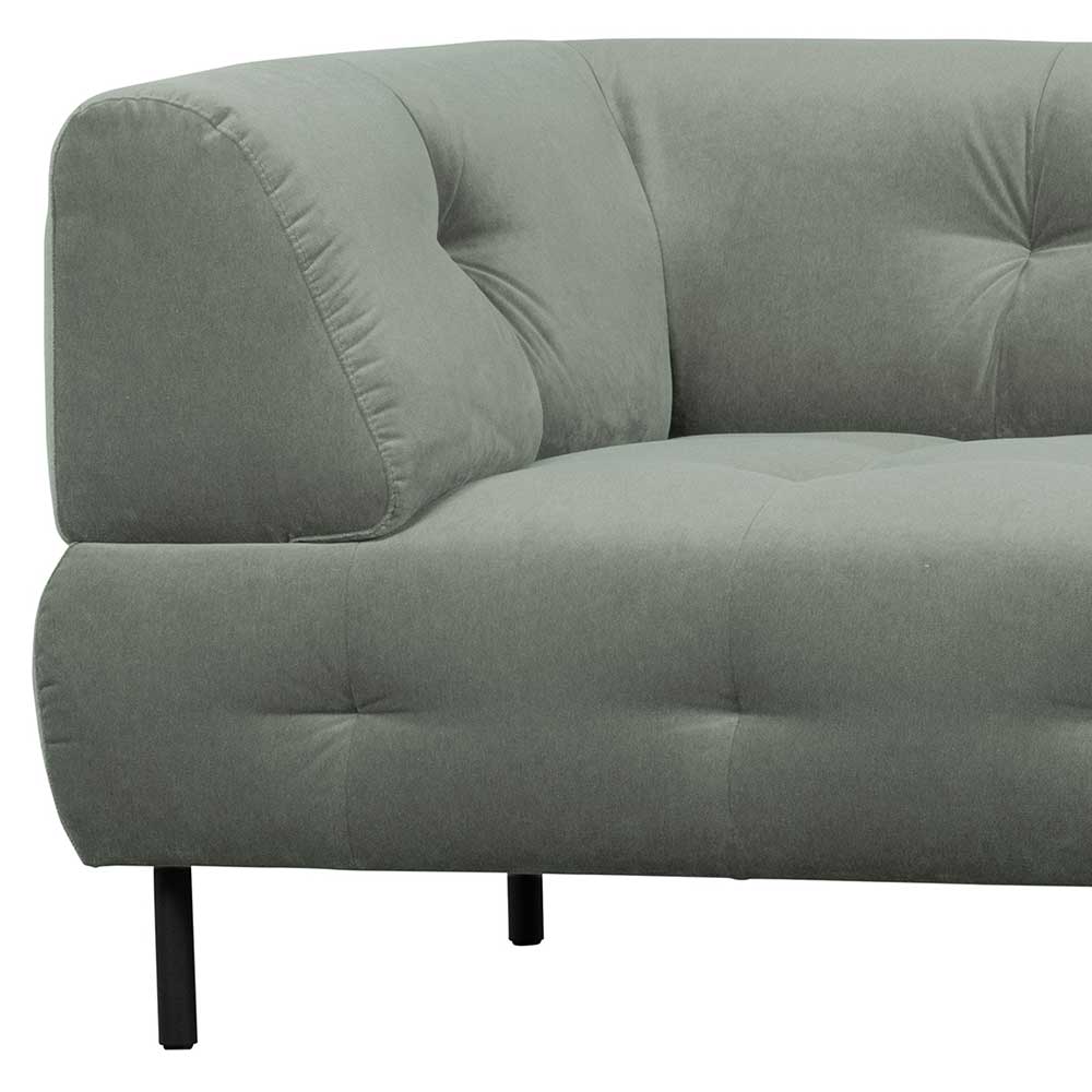 Moderne Wohnzimmer Couch Guadiana aus Samt in Graugrün mit Fußgestell aus Metall
