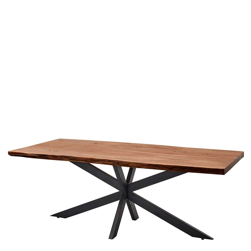Esszimmer Tisch Akper mit natürlicher Baumkante und Spider Gestell