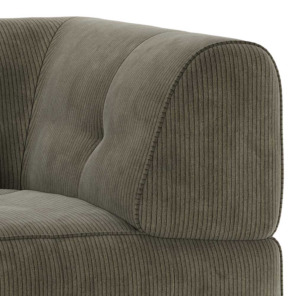 Eckelement Couch Cord Grenada in Blassgrün mit 43 cm Sitzhöhe